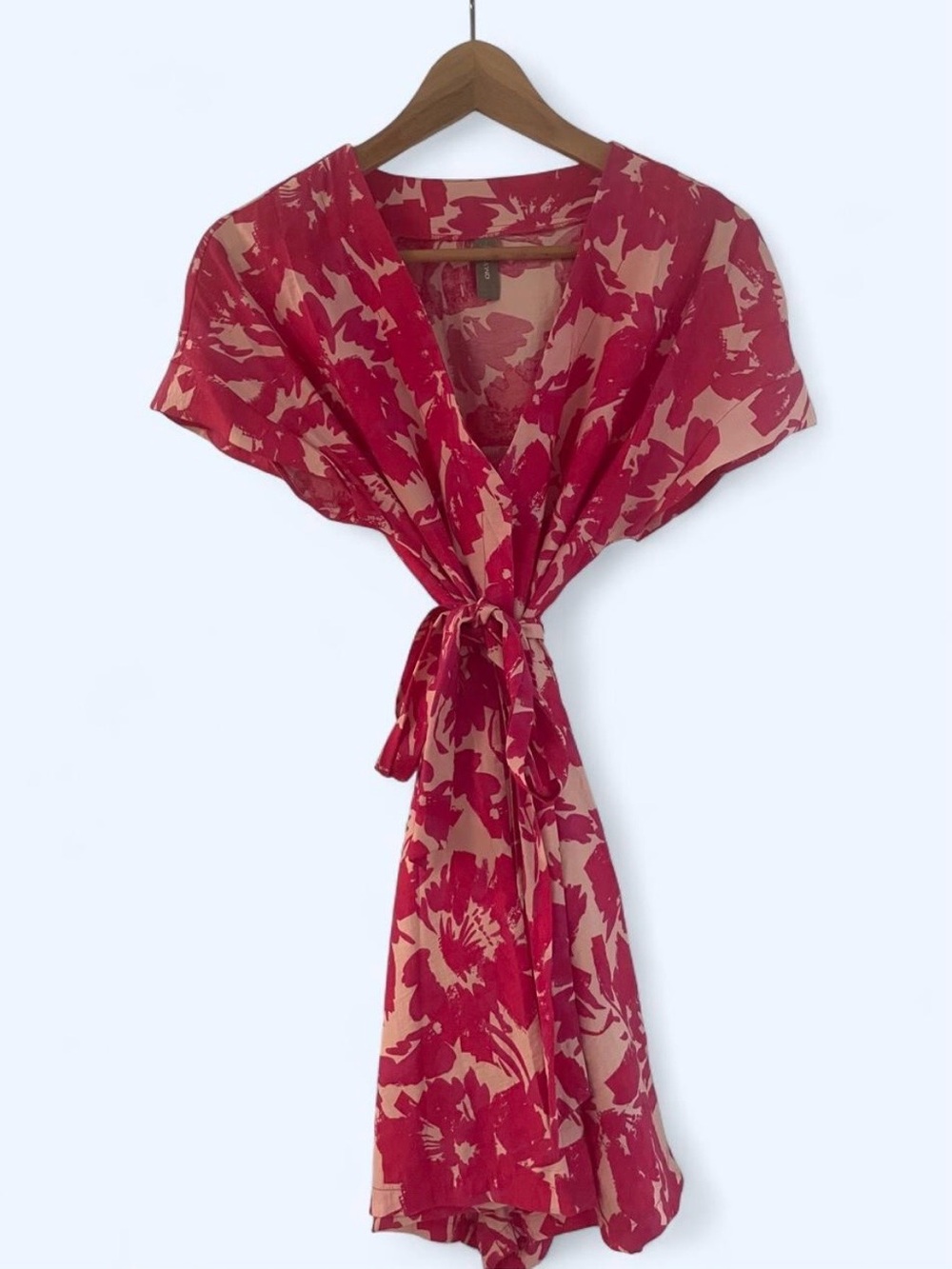 Women's Pink Floral Tie-Front Jumpsuit